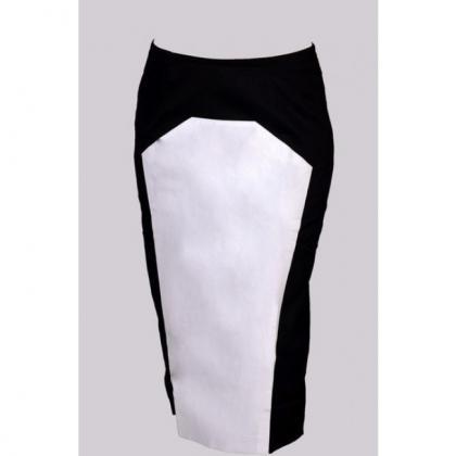 Black And White Fitted Skirt