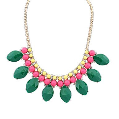 Oval Drop Beaded Statement Necklace