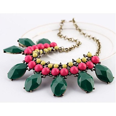 Oval Drop Beaded Statement Necklace