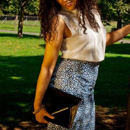African Retro Print Fitted Skirt