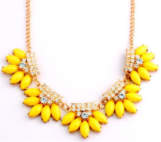 Yellow Plated Crystal Statement Necklace